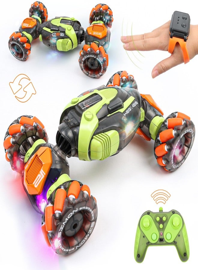 FUNiOi Gesture Sensing RC Stunt Car - Remote & Hand-Controlled Drift Toy for Kids Ages 5-7 6-8 9 10 11 12 Year Old, 4WD, Double-Sided Driving with Lights & Music - Image 1